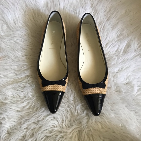 Prada Shoes - Prada Pointed Toe Straw Flats